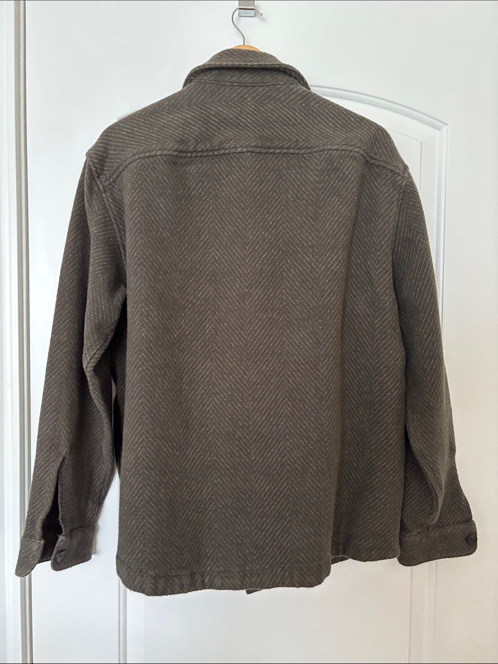 Abercrombie & Fitch Herringbone Cotton Shirt Jacket Men’s M Olive-Brown EUC - Picture 3 of 11